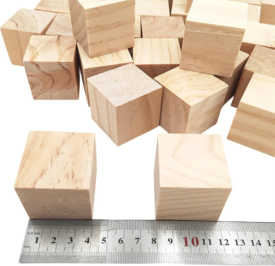 Anktily Holzwürfel 4 cm/30 Stück, Kiefernholz, Quadratisch, Naturholz, Basteln, Dekoration, 4 cm/30
