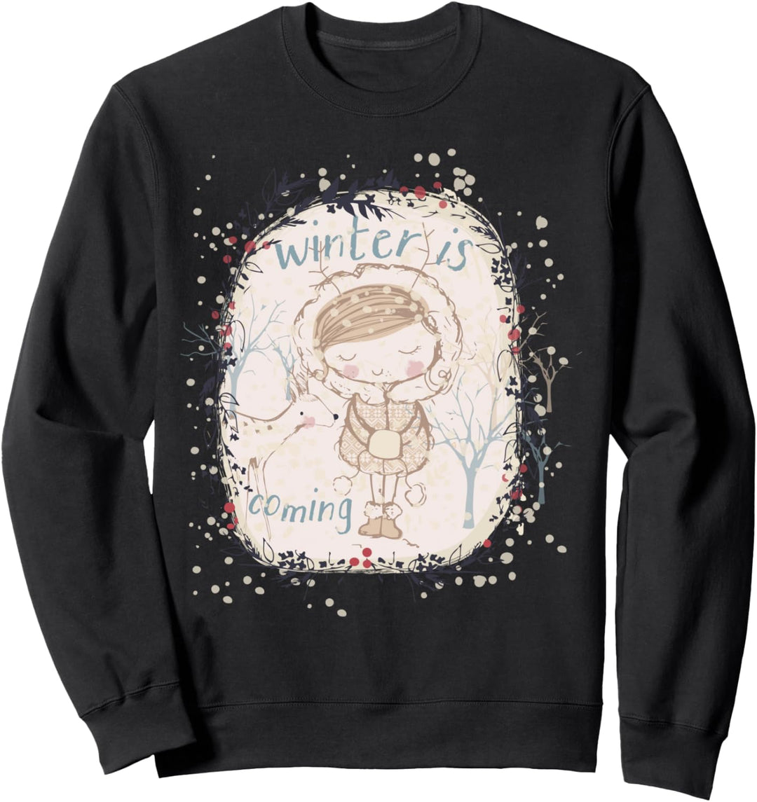 Winter is Coming Baby Mädchen Reh Reh Rehkitz Schnee Weihnachten Wald Sweatshirt