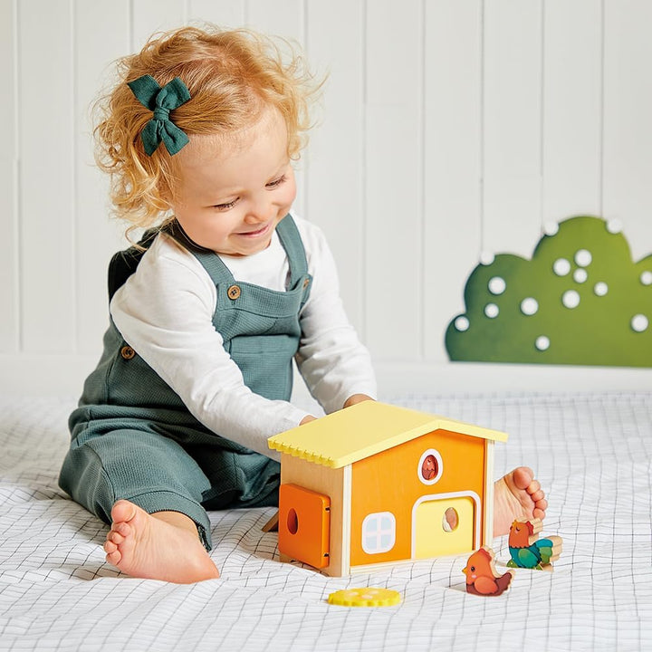 Janod First J03311 Kinderspielzeug, 1 Hühnerstall + 9 Hühner + 1 Leiter, FSC-Holzspiel, entwickelt G