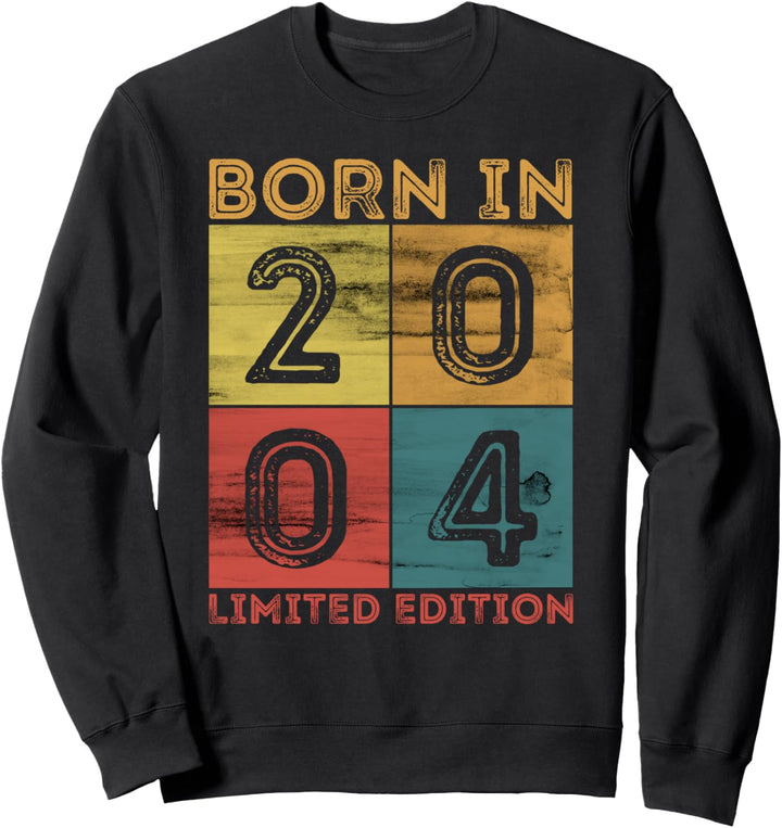 18. Geburtstag, geboren 2004, limitierte Auflage, Vintage Retro Sweatshirt