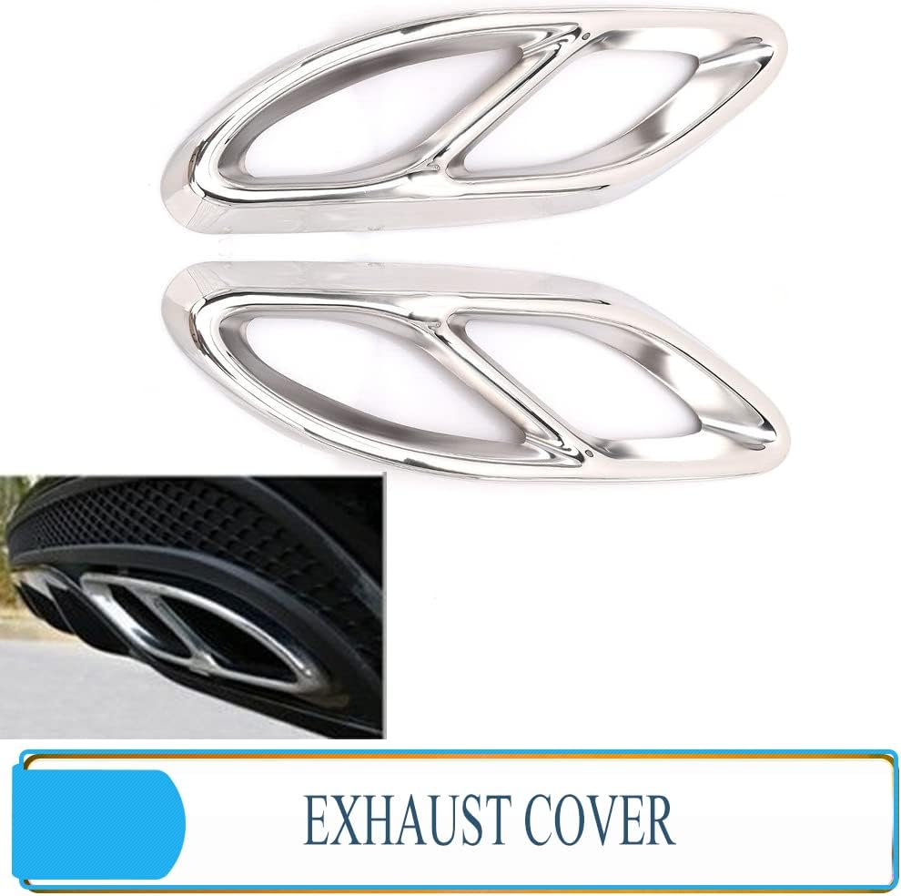 Baceyong 2 Stück Edelstahl Auspuffblenden für M-ercedes-B-enz C-Klasse W205 C205 A205 S205, Chrom Sp