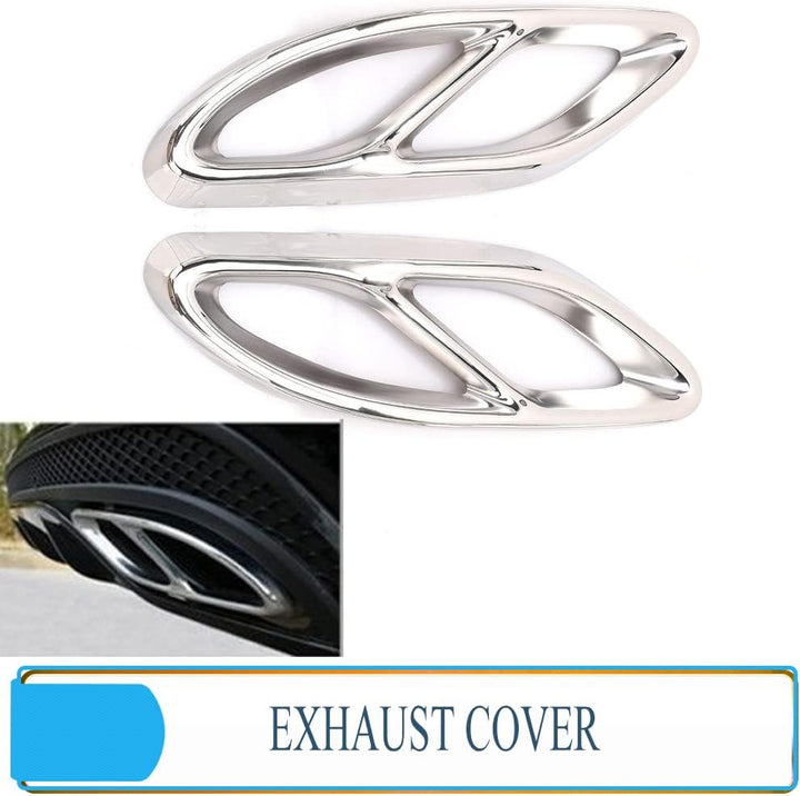 Baceyong 2 Stück Edelstahl Auspuffblenden für M-ercedes-B-enz C-Klasse W205 C205 A205 S205, Chrom Sp