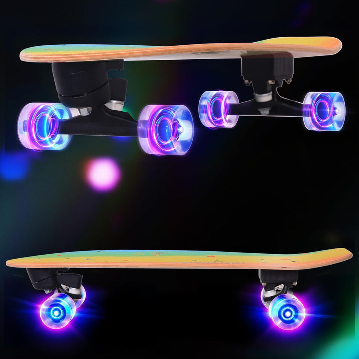Nattork Complete Skateboards 29" x 8" Kids Skateboard Cruiser Skateboards for Beginners Double Kick
