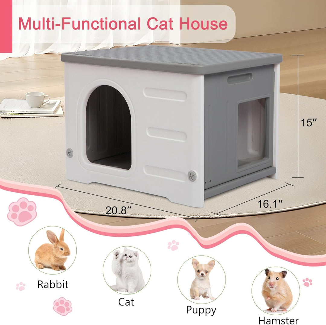 Katzenhäuser für Indoor-Katzen Kunststoff verwildert Outdoor-Katzenhaus Welpenunterkunft für kleine