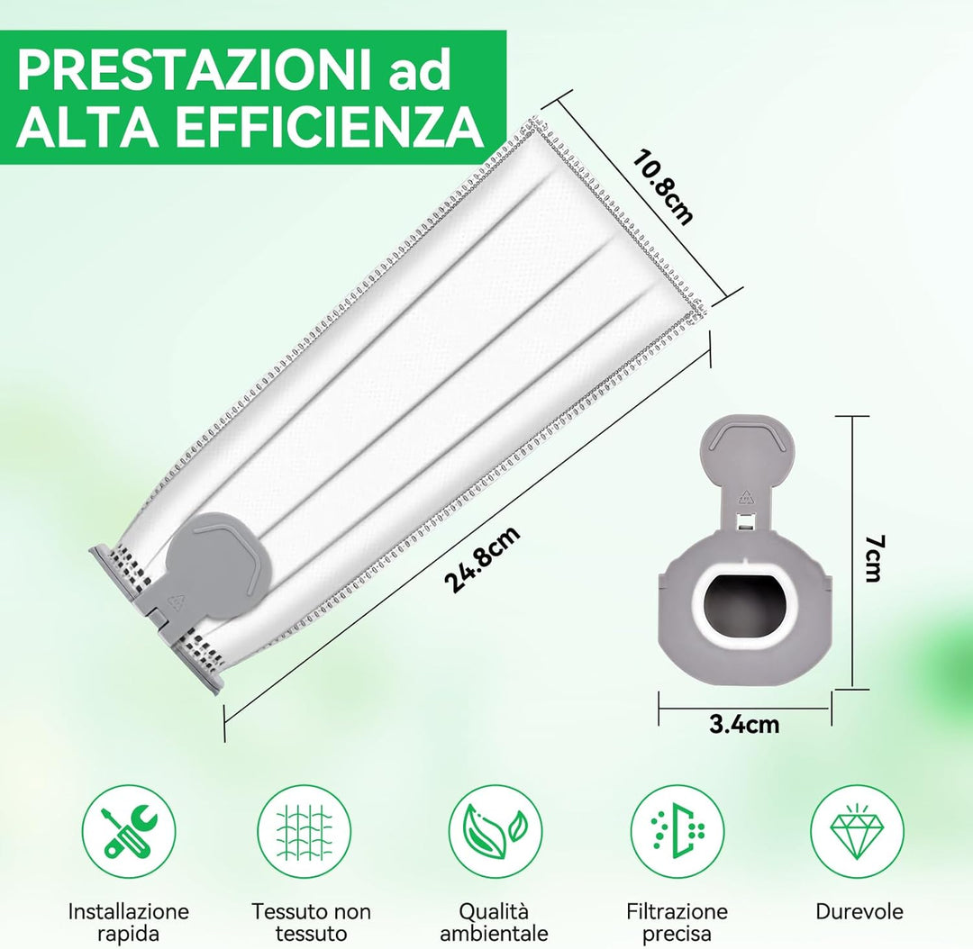 12 Staubsaugerbeutel kompatibel mit Vorwerk Folletto VK7 FP7 VK7S FP7S Staubsaugern, inklusive 12 Fo
