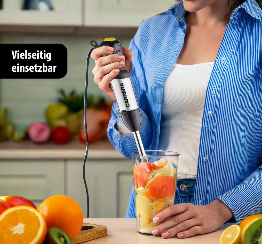 CARRERA Stabmixer [10 Geschwindigkeiten] Pürierstab - Hand Blender - Mixstab Set - Edelstahl - Rührs