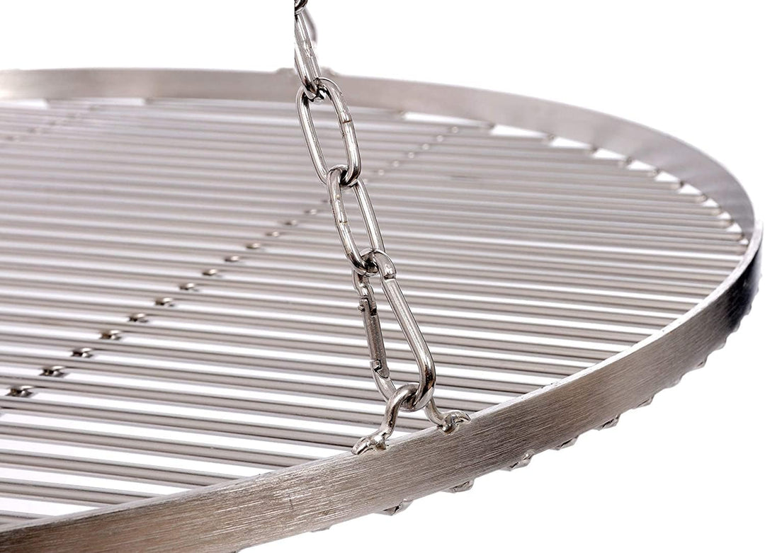 Grillrost Ø 70 cm mit Kette Edelstahl 6 mm Grillstabdicke/Stababstand 10 mm für Schwenkgrill BBQ Dre