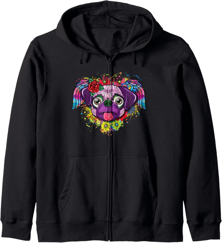 Sugar Skull Pug Mom Shirt for Women Day of the Dead Gift Kapuzenjacke