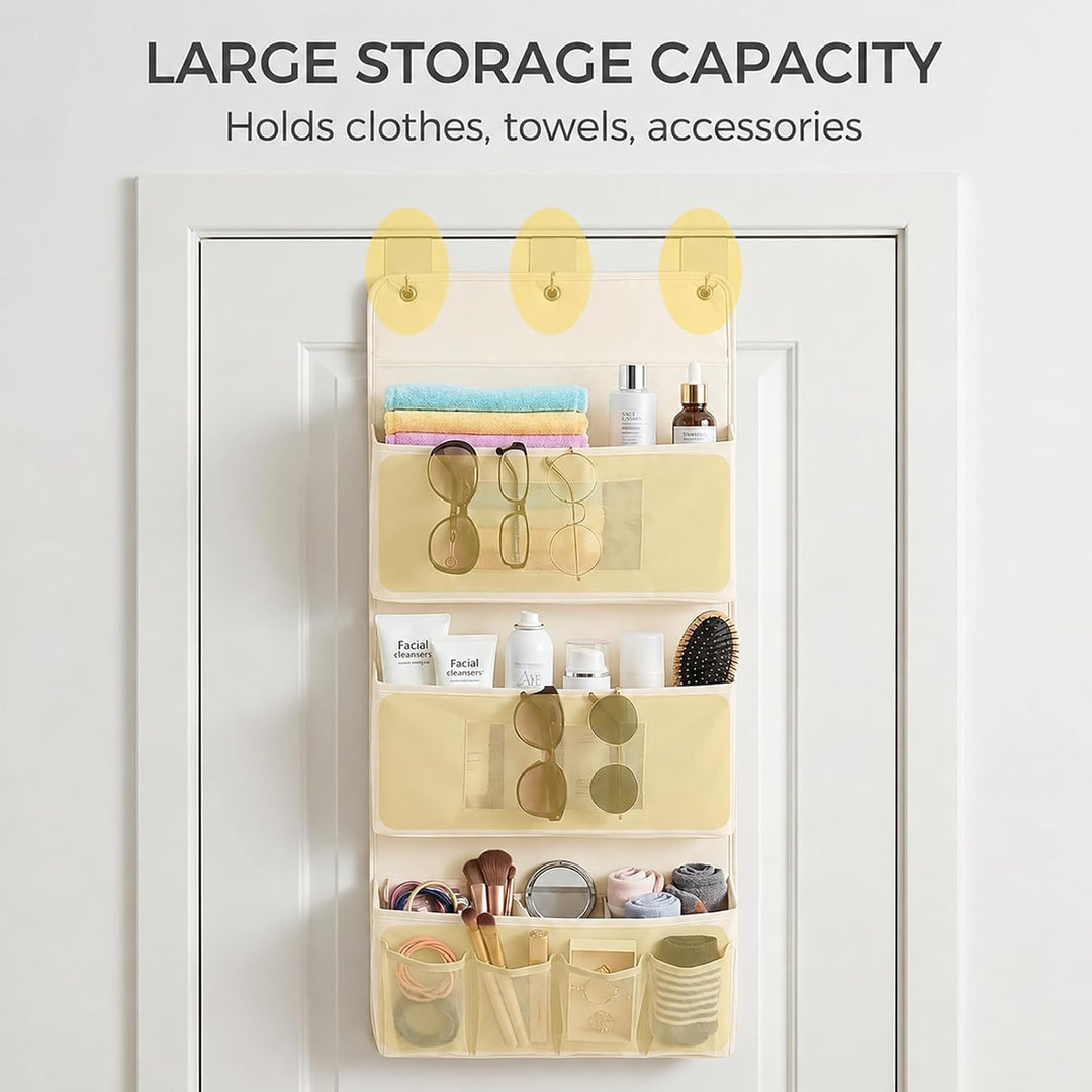 OMJMYY Hängeorganizer Tür 3-Schichten 40x90cm Für Schlafzimmer, Beige | Aufbewahrung Hängend, 3 Hake