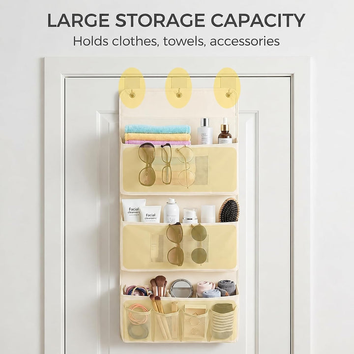OMJMYY Hängeorganizer Tür 3-Schichten 40x90cm Für Schlafzimmer, Beige | Aufbewahrung Hängend, 3 Hake