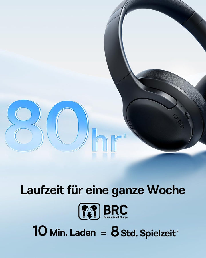 Baseus BH1 Lite Bluetooth Kopfhörer, Leichter & Komfort Kabellose Headphones mit Kristallklarer Klan