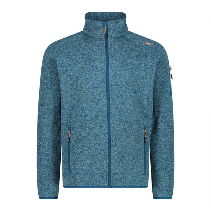 CMP Herren Knit tech mélange Fleece Jacket Fleecejacke 56 Deep Lake-white, 56 Deep Lake-white