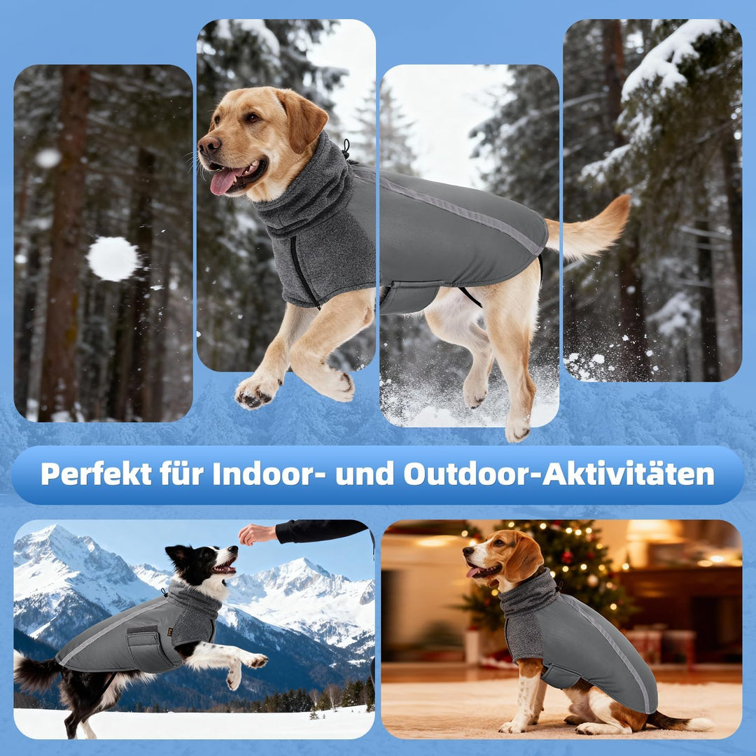 SlowTon Wintermantel für Hunde, Warmes Futter aus Polar Fleece Aussenjacke für Hunde mit Rollkragens