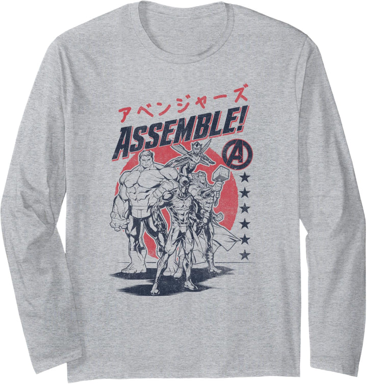Marvel Avengers Assemble Kanji Portrait Langarmshirt