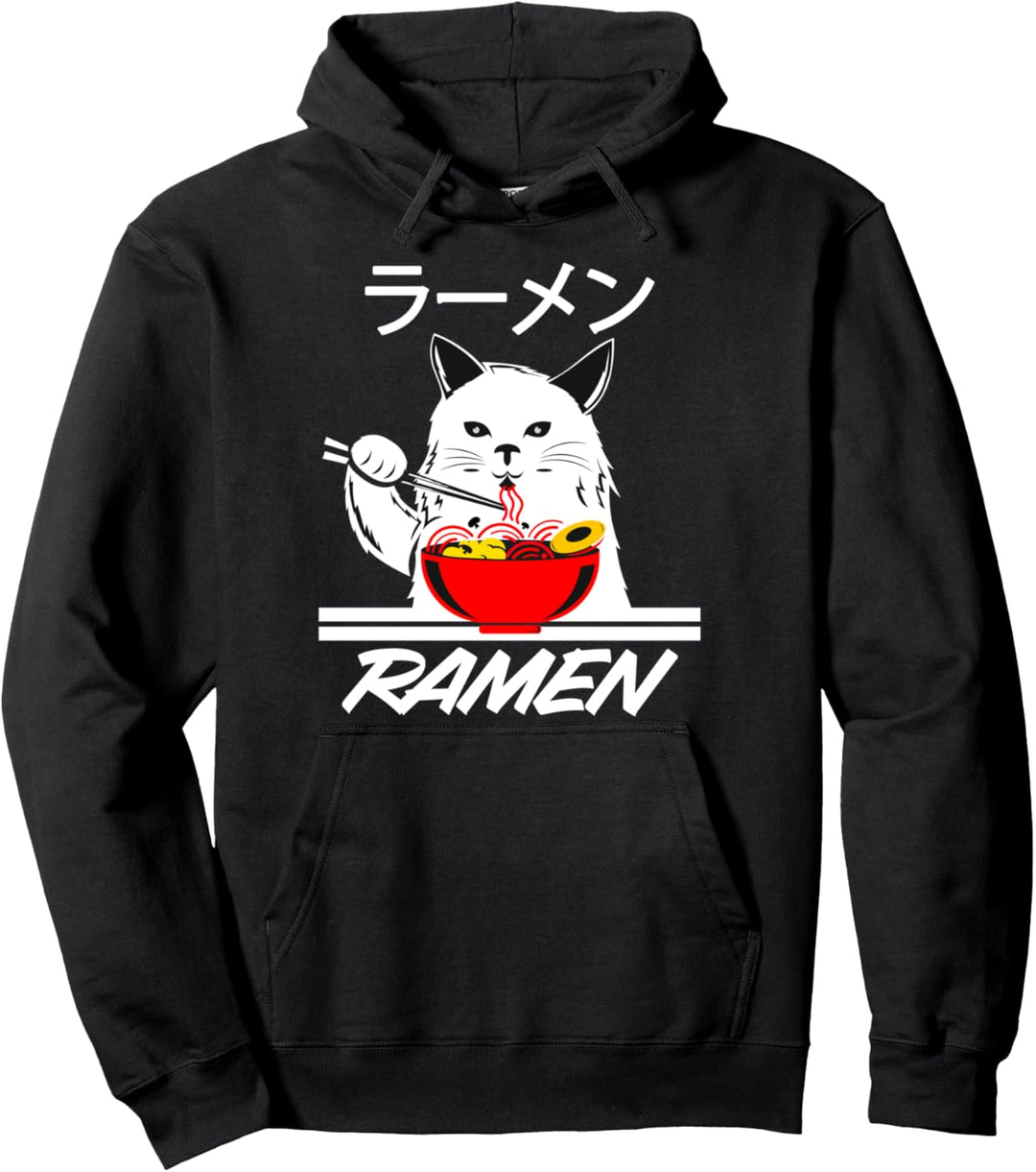 Nudeln Anime Merch Manga Lustiges Katze Japan Katzen Ramen Pullover Hoodie