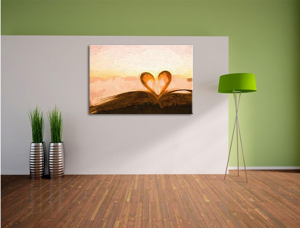 Pixxprint Herz aus Einer Buchseite als Leinwandbild/Grösse: 100x70 cm/Wandbild/Kunstdruck/fertig bes