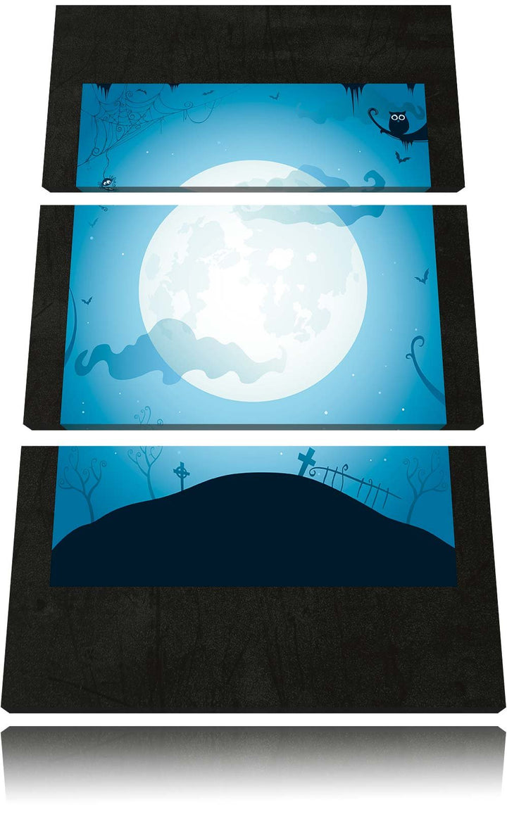 Pixxprint Schauriger Mond als Leinwandbild/Grösse: 3 Teilig (120x80) cm/Wandbild/Kunstdruck/fertig b