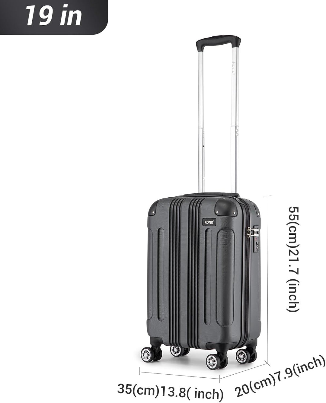 KONO Handgepäck Koffer Hartschale Trolley Koffer Handgepäck Flugzeug Reisekoffer 55×35×20cm (Koffer