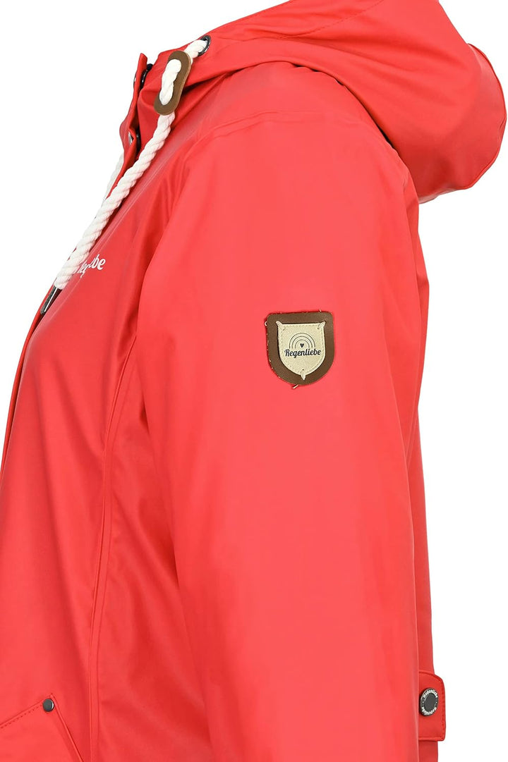 Regenliebe Damen Regenmantel wasserdicht Friesennerz mit Teddyfleece gefüttert 38 Rot, 38 Rot