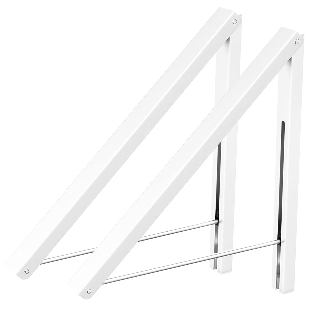 Wäscheständer, Wandmontage, Kleiderbügel, zusammenklappbar, Aluminium, platzsparend, Weiss 2 White,