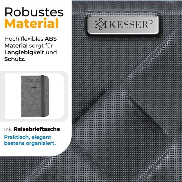 KESSER® Reisekoffer 84L Koffer ABS Hartschalenkoffer mit Zahlenschloss, Kofferwaage &amp; Reisebrieftasc