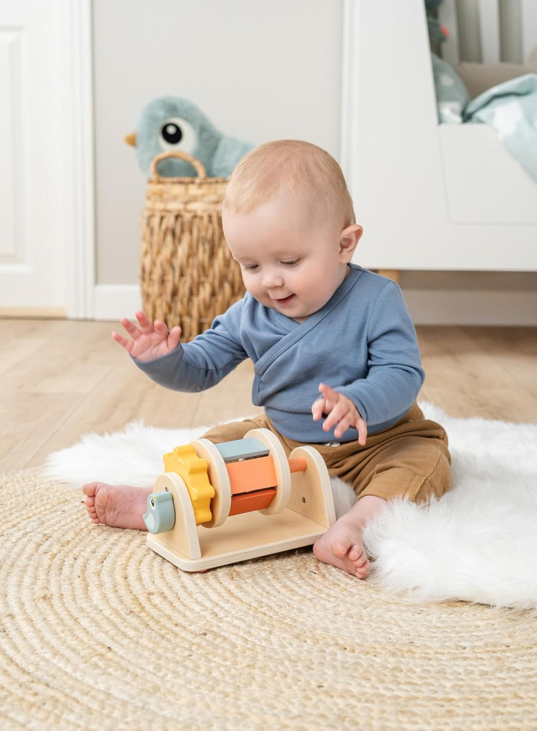 Done by Deer Activity-Rolle Birdee Colour Mix - Baby Montessori Motorikspielzeug zur Stimulierung de