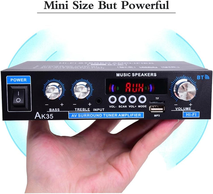 WOOPKER AK35 HiFi-Verstärker, Bluetooth 5.0 Mini Verstärker HiFi Stereo Heimkino Stereo av Receiver