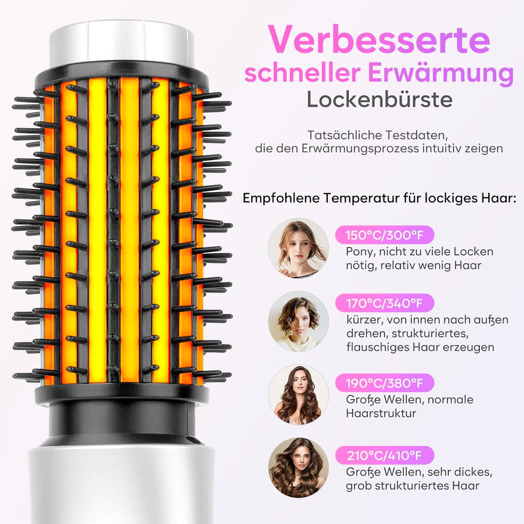 Kabellose Lockenstabbürste, 2024 NEU Tragbare Reise-Lockenstab-Minibürste für Frauen, 7000 mAh USB-a