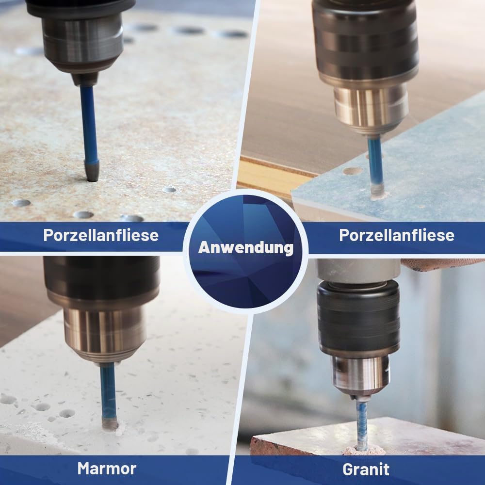 Diamantbohrer Fliesenbohrer Set - BRSCHNITT 10 Stück Diamant Bohrkrone - Lochsäge für Keramik,Granit