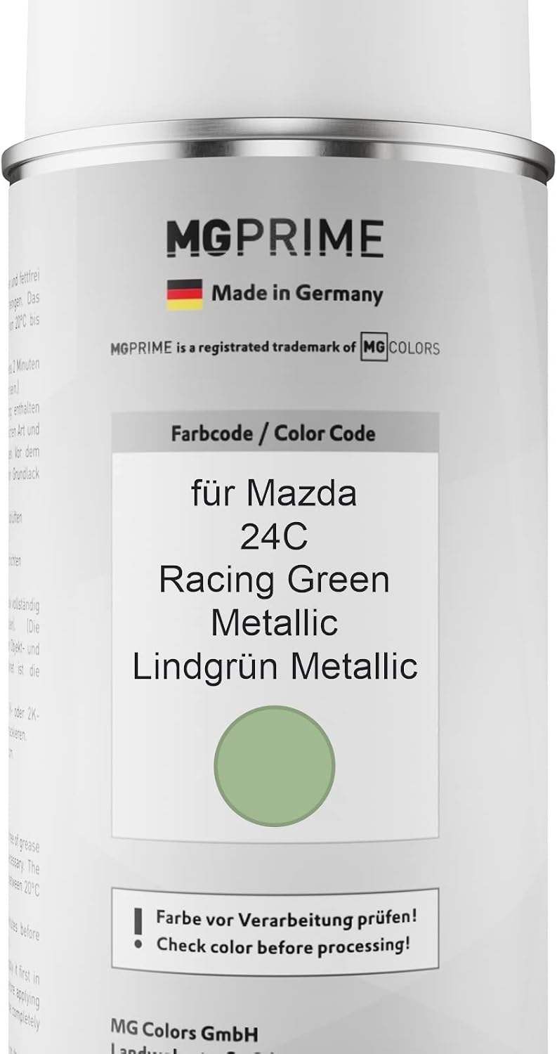 MG PRIME Autolack Sprühdosen Set für Mazda 24C Racing Green Metallic/Lindgrün Metallic Basislack Kla