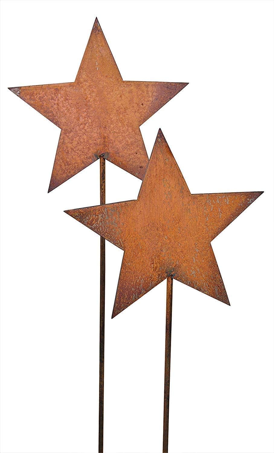 Bornhöft Gartenstecker 2 x 118cm Sterne aus Edelrost Metall Rost Gartendekoration Weihnachten rostig