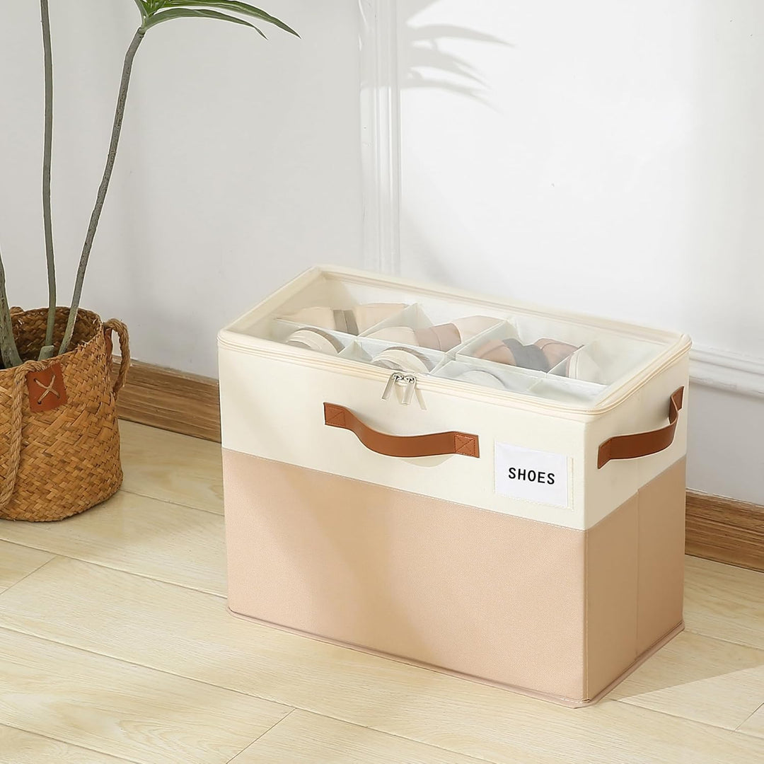 Varhomax Schuhorganizer-Box für Schrank | Stoff-Aufbewahrungsbox mit verstellbaren Trennwänden &amp; tra