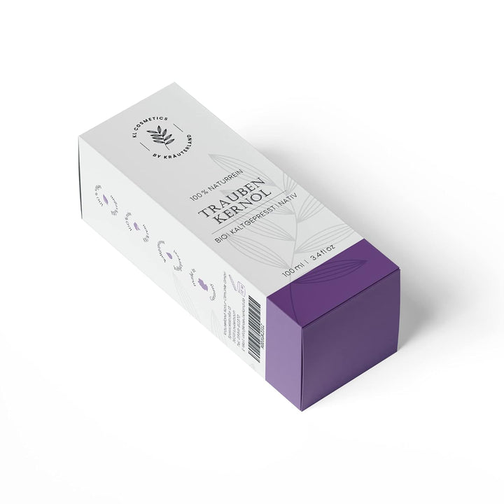 Kräuterland - Traubenkernöl Bio Hautöl 100ml - 100% rein, kaltgepresst - Pflege für Gesicht, Körper,