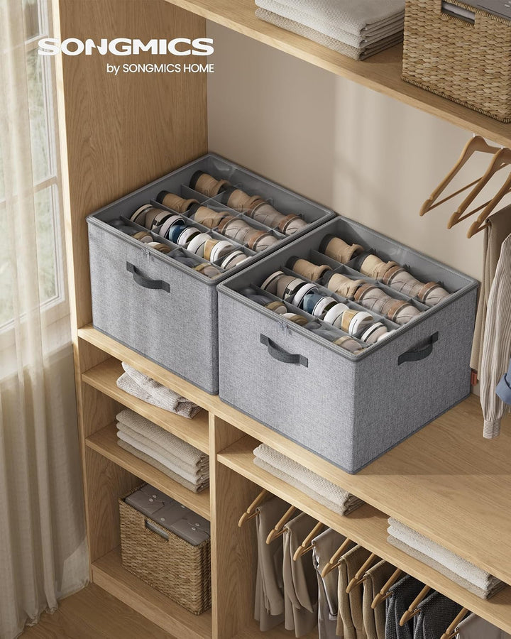 SONGMICS Schuh-Organizer, Schuhaufbewahrung, für 16 Paar Schuhe, Schuhbox, Griffe, platzsparend, Auf