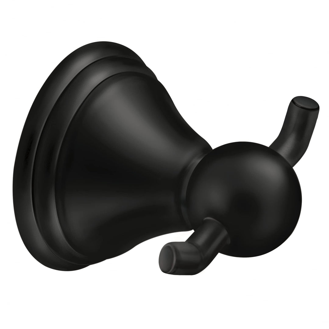 Moen DN8403BL Preston Doppel-Kleiderhaken, Mattschwarz Mattes Schwarz Kleiderhaken, Mattes Schwarz K
