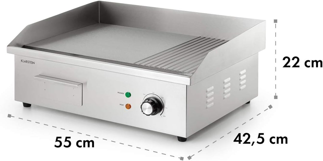 Klarstein Elektrogrill, Grillplatte, Elektrische Grillplatte, Tischgrill, Elektrogrill aus Edelstahl