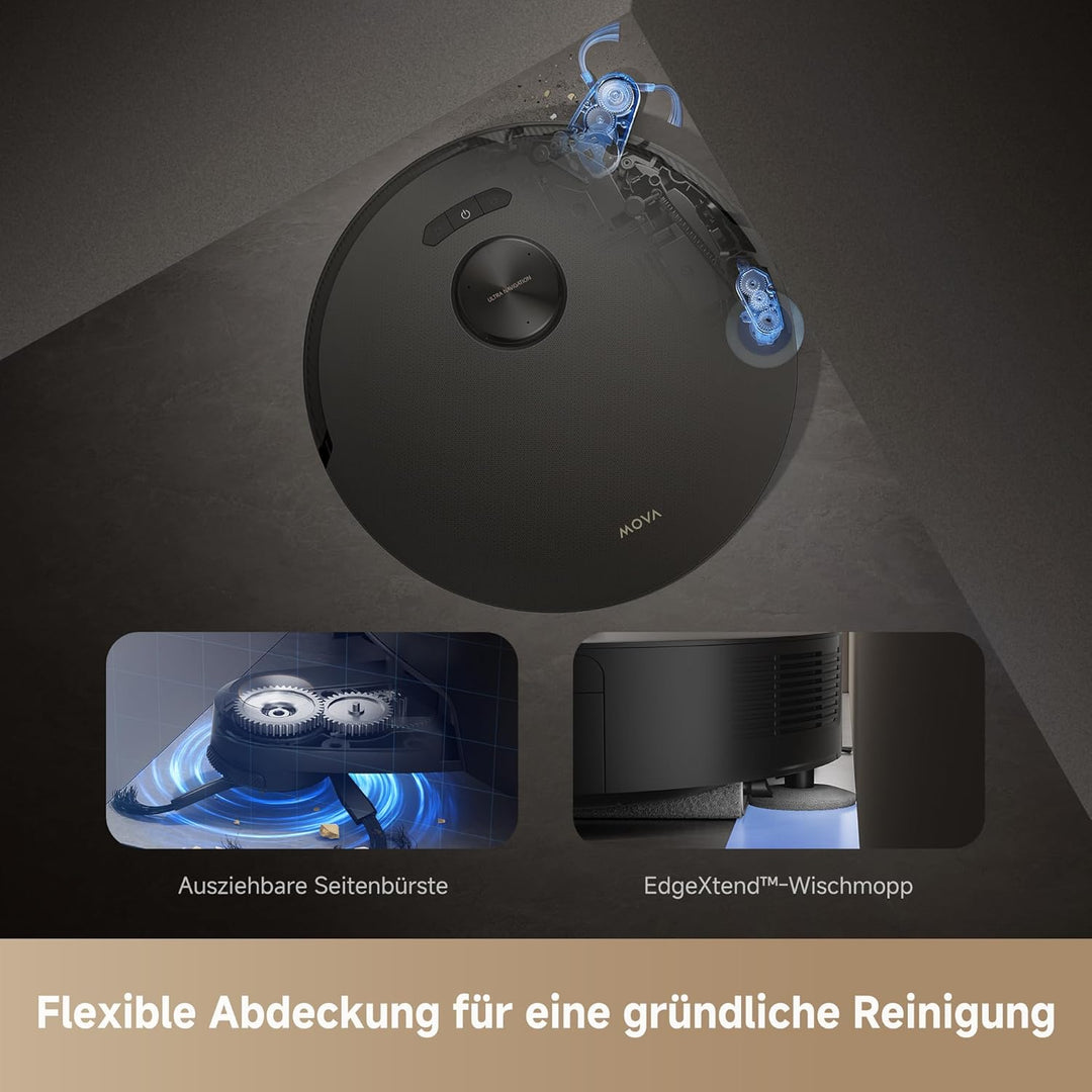 Mova Z50 Ultra saugroboter mit wischfunktion mit 19,000 Pa, 18N Abwärtsdruck, Lift-Mopp & Bürste, Tr