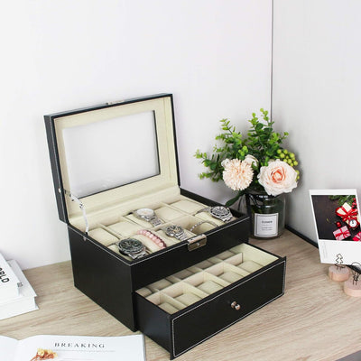 Todeco - Uhrbox, Uhr und Armband Aufbewahrung - Material der Box: MDF - Kissenmaterial: Samt - 20 Uh
