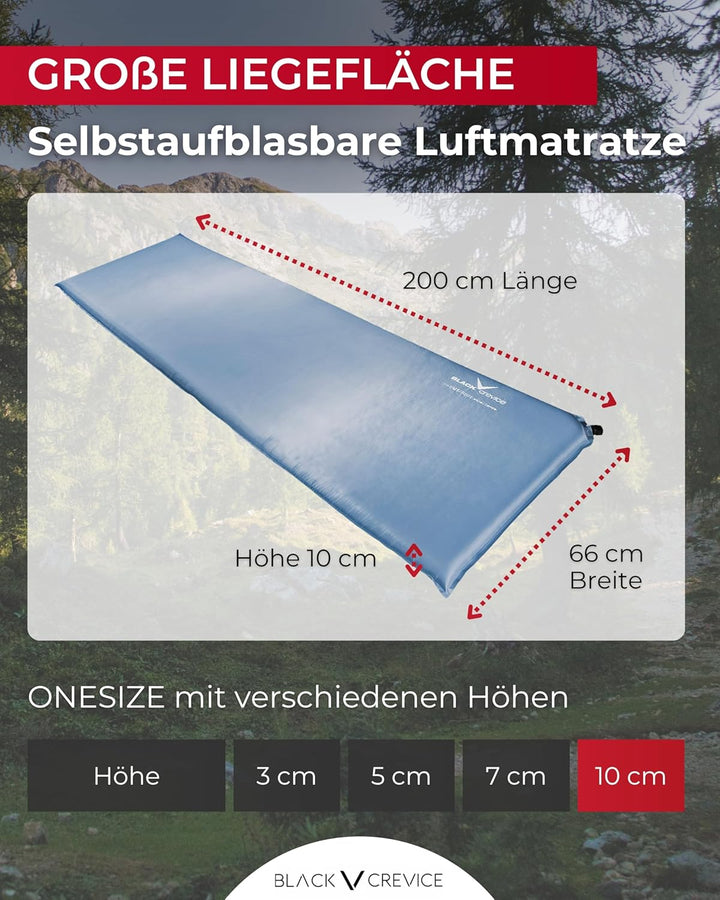 Black Crevice selbstaufblasbare Luftmatratze I Isomatte selbstaufblasend I Outdoor-Isomatte I aufbla