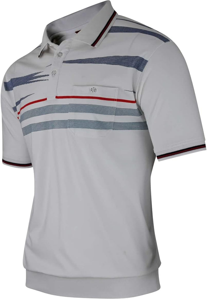 Soltice Herren Kurzarm Poloshirt, Polohemd, Gestreifte Blousonshirt mit Brusttasche aus Baumwoll-Mix