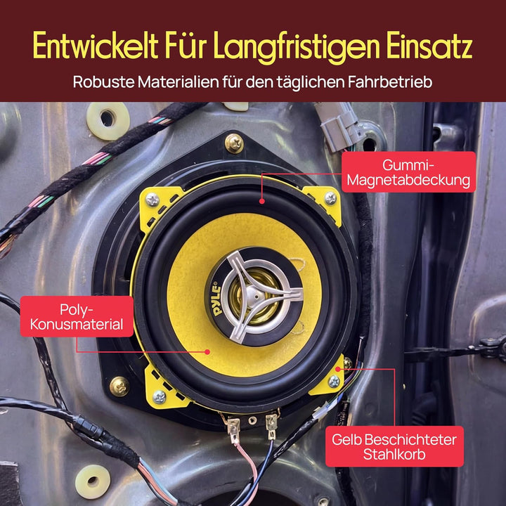 Pyle HiFi Lautsprecher Auto – Car HiFi Speakers – 2 Wege Lautsprecher Auto Boxen Set mit 120 Watt, 8