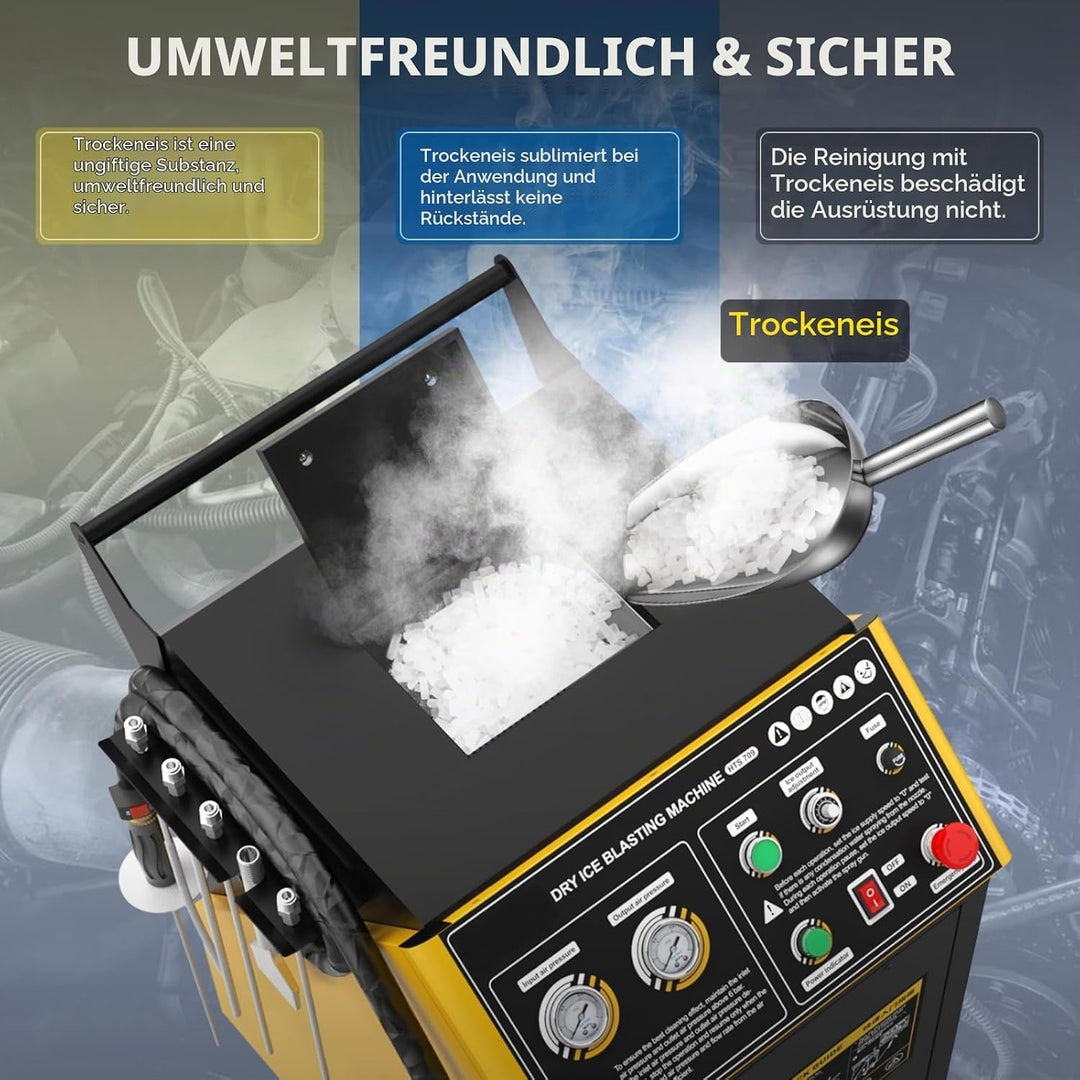 Trockeneisstrahler,HTS709 Pellet-Trockeneis-Reinigungsmaschine,Doppeldruckanzeige,3mm Granulat-Trock
