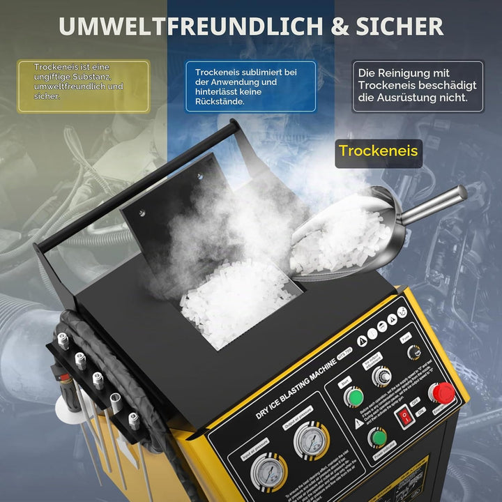 Trockeneisstrahler,HTS709 Pellet-Trockeneis-Reinigungsmaschine,Doppeldruckanzeige,3mm Granulat-Trock