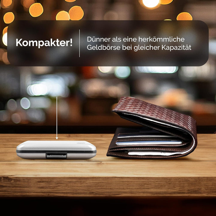 OGON Aluminium Geldbörse Smart Case V2 - Einfache Lagerung - Metallverschluss - Kartenetui mit RFID-