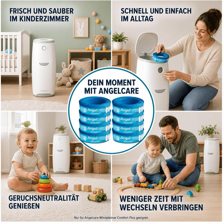 Angelcare 8er-Pack Original Nachfüllkassetten für Angelcare Windeleimer Comfort