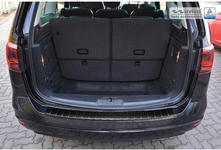 Avisa Schwarz Edelstahl Heckstossstangenschutz kompatibel mit Seat Alhambra & Volkswagen Sharan II 2