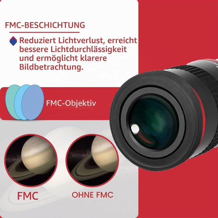 Svbony Teleskop Okular 6mm, 1,25” 68° Weiterwinkel Angenehmes Okulare FMC Sichtfeld Scharfe Bilder,