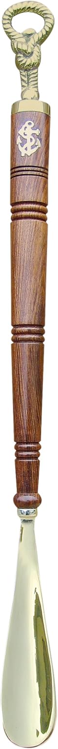 Schuhanzieher Schuhlöffel Messing/ Holz 62 cm lang