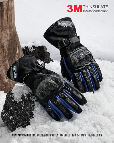 BORLENI Winter Motorradhandschuhe Herren, Motorrad Handschuhe Herr Warm Winterhandschuhe Wasserdicht