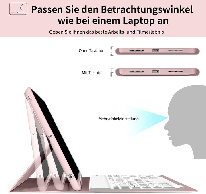 ZOYU Hülle mit Tastatur für iPad 9. Generation 2021/iPad 8. Generation 2020/iPad 7. Generation 2019,